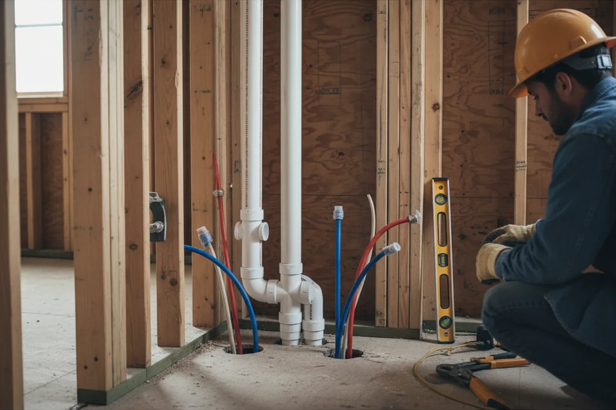 Drain and supply rough-in during Drain Cleaning in Sheboygan Falls