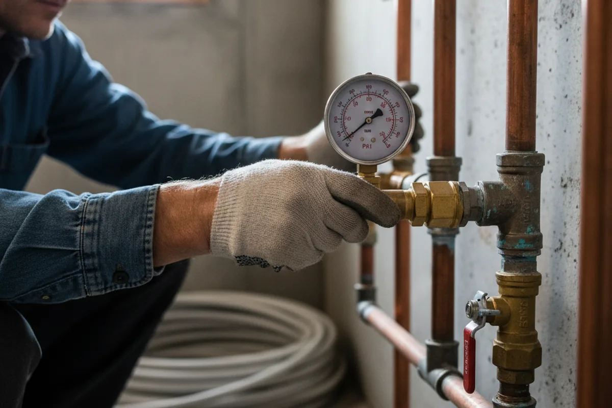 Pressure testing a repaired line during Water Line Repair in Sheboygan Falls